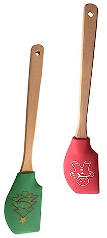 ULTECHNOVO Espátulas para Repostería 2 Unidades Mango Ergonómico – Navideño Diseño Festivo Raspador de Crema – for Hornear Pasteles Galletas Fondant for Principiantes y Aficionados