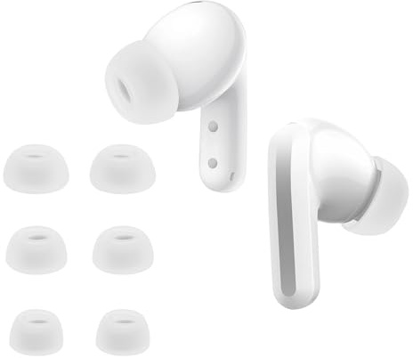 kwmobile 6x Replacement Ear Tips Compatible with Xiaomi Redmi Buds 5 - Silicone Tips for Earphones - White