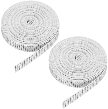 QUARKZMAN 2Pcs Correa para Persianas Enrollables, Cuerda de Reemplazo Fabricado en Polipropileno, Kits de Enrollador Atornillable de Correa Empotrado, Ventanas, (6m x 16mm) Negro/Blanco