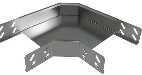 Alupedia Kabelrinne 90° Winkel aus verzinktem Stahl – 100x60 mm Kabelkanal mit Seiten- und Bodenlochung – Langlebig, Rostschutz, Einfache Montage (300 mm Breite)
