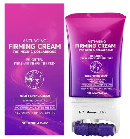 Creme Raffermissante pour le Cou,Baume Nourrissant Applicateur Roller 120g - Effet Raffermissant Et Liftant Pour Peau Du Cou Relâchée - Pour Peau Sèche Femmes Hommes Effet Liftant Et Hydratation