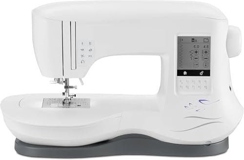Symaskin, Broderimaskin med 200 inbyggda broderier, LCD-pekskärm och 250 inbyggda sömmar - sömnad på ett enkelt sätt