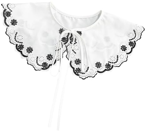 MARCBUSE Scialle floreale in pizzo avvolgente collare finto collare decorativo per abito maglione donna collari inserto abbigliamento quotidiano Enhancer scialle da sera avvolgere