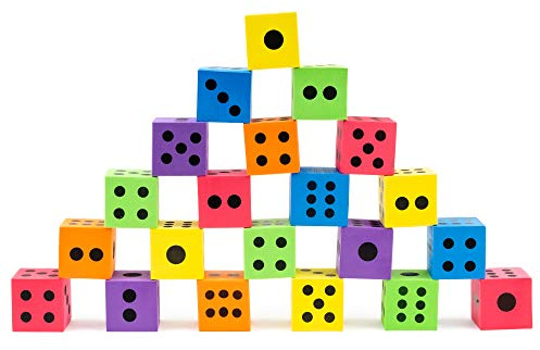 THE TWIDDLERS 24 Stora Pedagogiska Skum Tärnings Leksaker, Skumkub, Viskande Kuber för Barn (4cm) - Mjuk och Robust - Dagis, Förskola, Skola, Klassrum, Mattespel