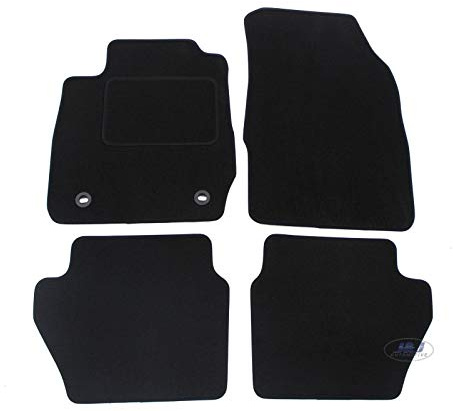J&J AUTOMOTIVE Tapis de Sol en Velours Noir sur Mesure pour Ford Fiesta 7 2008-2017, Ajustement Précis, Base Antidérapante, Zone des Pédales Renforcée