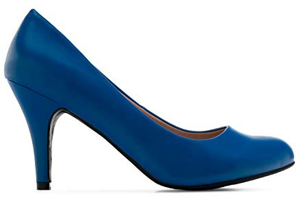 Andrés Machado - Zapatos de Tacón para Mujer - Tacón Fino - AM422 - Tallas pequeñas, Medianas y Grandes - Estilo Retro - Talla pequeño - Tejido Simil Piel Azul - Talla EU 36
