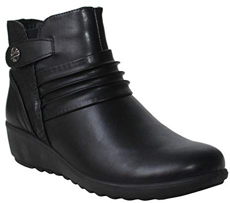 Cushion Walk Womens Ladies Lightweight Zip Up Girls Casual Comfort Ankle Boots UK Sizes 4-8 (UK 7, Black/Snake)