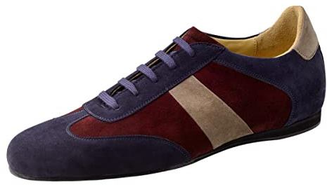 Werner Kern Zapatillas de Baile/Zapatos de Baile para Hombre 28061 - Ante Azul/Beige/Rojo - Ancho Normal - tacón Blando de 1 cm - Talla: UK 10,5