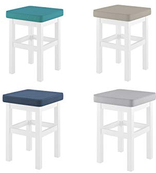 Erst-Holz Holzhocker mit verschiedenen Polsterfarben Massivholzsitz in waschweiß mit Polster V-90.71-41WP, Polsterfarbe:Taupe