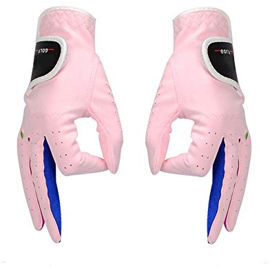 Golftaschen für Männer Kinder Outdoor Mikrofaser Anti-Rutsch-Handschuhe Weiß Rosa Verschleißfeste Golfhandschuhe für Mädchen und Jungen Weiche, atmungsaktive Golfhandschuhe Sport