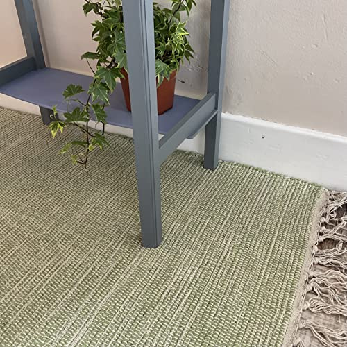 Hush - Tappeto in morbido cotone verde chiaro, tessuto a mano con telaio e certificato GoodWeave, runner lungo, 60 x 210 cm