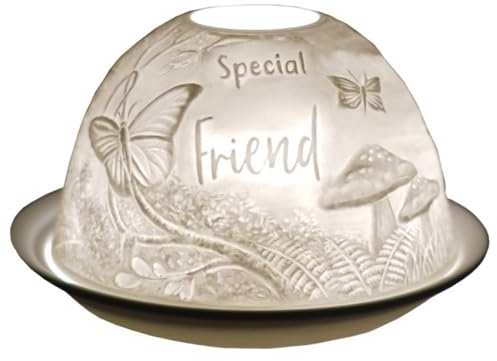 Cello Special Friend Woodland Tealight Dome, Porcelain Candle Holder With Loving Message. Use Tealights or LEDs. Sentimental Friendship Gift For Women