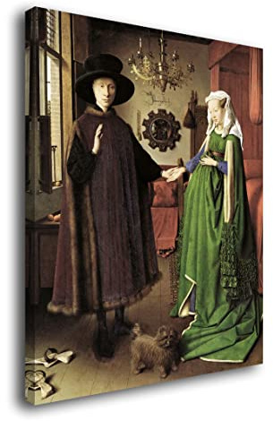 Genérico Cuadro Lienzo Canvas El Matrimonio Arnolfini de Jan Van Eyck 1934 - Lienzo de Tela con Bastidor Madera de 3cm - Alta resolucion (36, 50)