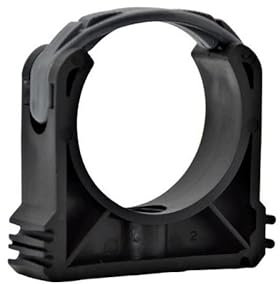 PP Rohrschelle für Rohre Ø12mm - Ø110mm | PVC Druckrohr Halter | Rohrhalter | Wandhalter | Pool Zubehör (Ø40mm | mit Bügel), Schwarz (Bügel Grau)