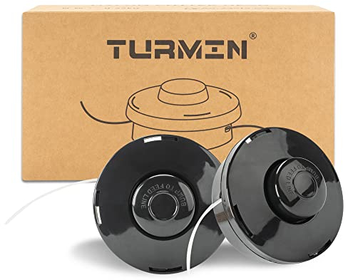 TURMIN Tête de Débroussailleuse Universelle Lot de 2, M10 X 1,25 Nylon Bobine de Rechange et Têtes à Double Fil pour Débroussailleuse Thermique à Essence