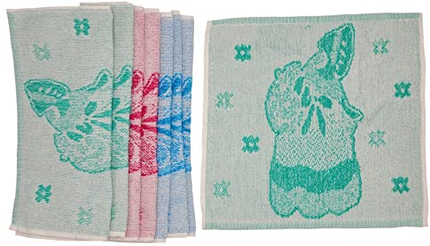 Ilkadim Export 8 Stück Waschlappen 100% Baumwolle, 30 x 30cm, Set farbig gemischt, (Blumenmädchen)