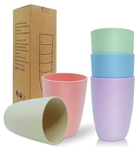 WAIZHIUA Lot de 5 gobelets réutilisables en plastique incassable de 350 ml pour enfants, pique-nique, voyage, camping, café, thé, eau, bière, lait, jus (5 couleurs)