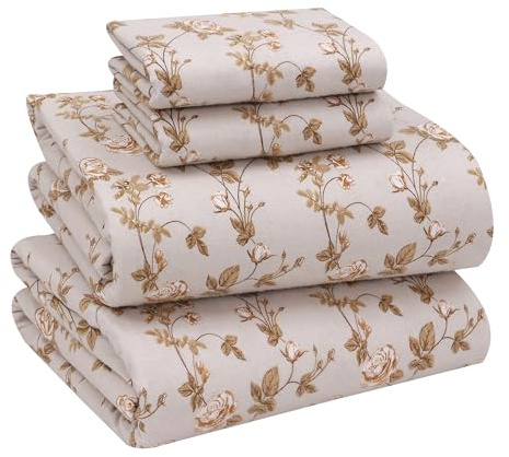 RUVANTI Flannel Sheets Queen Size - 100% Cotton Double Brushed Bed Sheets, Deep Pockets 16 Inches Queen Sheet Set, All Seasons Breathable & Extra Soft - Warm & Cozy, 4 Piece, Dazzale