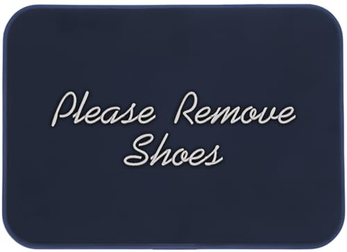 Cape Marine Please Remove Shoes Navy with Gray Script Mat
