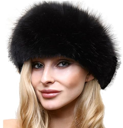 Gorro de piel sintética para mujer, estilo cosaco ruso, gorro de invierno, Talla única