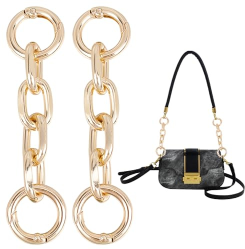 UNICRAFTALE 2 pieza Cadena de Bolso de Aluminio Cadenas Extensoras de Bolso de Oro Claro Cadena de Bolso de 9.7 cm Extensor de Correa de Bolso de Hombro de Metal con Anillos de Resorte para Reemplazo