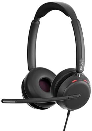 EPOS Impact 860T Auriculares con Cable USB-C y USB-A de Doble Auricular con Micrófono con Cancelación de Ruido, Certificado Teams, Super Wideband, Ajuste Cómodo, Oficina y Negocios