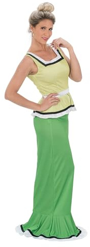 Chaks Costume de Mme. Agecanonix pour femmes, tenue officielle Astérix et Obélix, ensemble gaulois 2 pièces pour carnaval, Vert