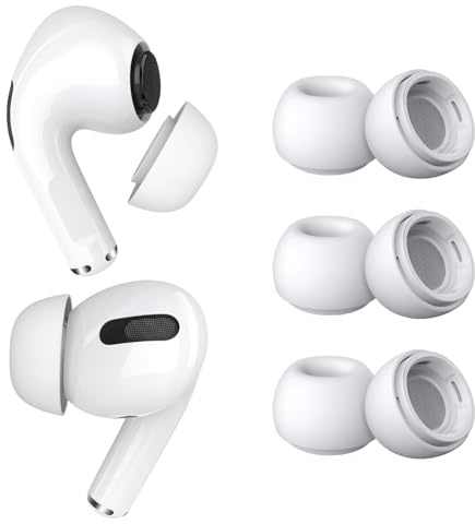 3 Paar Ersatz-Ohrstöpsel für AirPods Pro Gen 1 & 2 von MMOBIEL - Anti-Rutsch Silikon Ohrstöpsel Spitzen mit Geräuschreduzierungsloch, Tragbare Aufbewahrungsbox und Passt in Ladehülle - S – Weiß