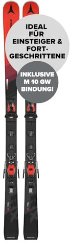 ATOMIC RX REDSTER - Rot-schwarze Atomic Skier 156cm - Leichtes Herren & Damen Ski Equipment - Ski für Einsteiger & mittlere Fahrer - Damen & Herren Skier mit Bindung (voreingestellte M 10 GW Bindung)