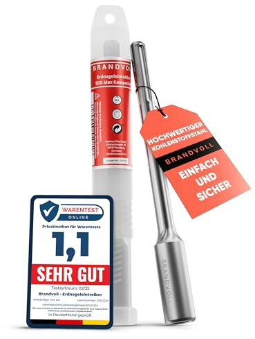 Brandvoll Avvitatore per chiodo SDS Max perfetto per affondare terriccio di profondità, spiedini di messa a terra e asta Ø 20 mm interno, diametro esterno 30 mm, lunghezza 250 mm
