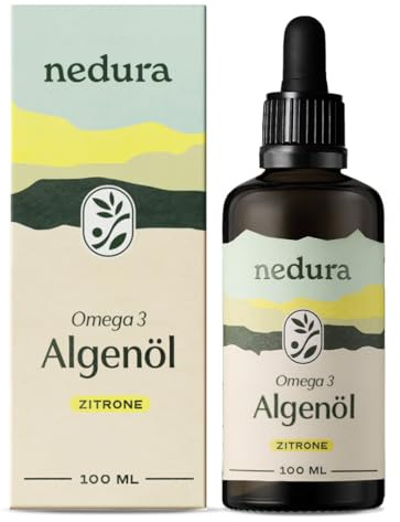 nedura® Omega 3 Algenöl mit Zitronenöl - Natürliches DHA & EPA - Laborgeprüft, vegan - 100ml