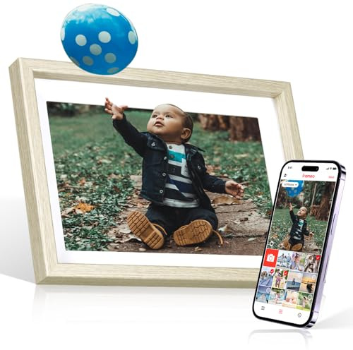 Cadre Photo Numérique, Rollei Smart Frame WiFi 108 10,1 Pouces 1280x800 IPS Écran Tactile Mémoire Intégrée 32Go Partage Photos et Vidéos Via Frameo pour Cadeaux Bois Blanc Cadre-Photo-Numérique-Frameo