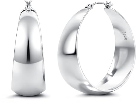 FANCH Créoles Argent 925 pour Femmes Filles Chunky Créoles Argent Or
