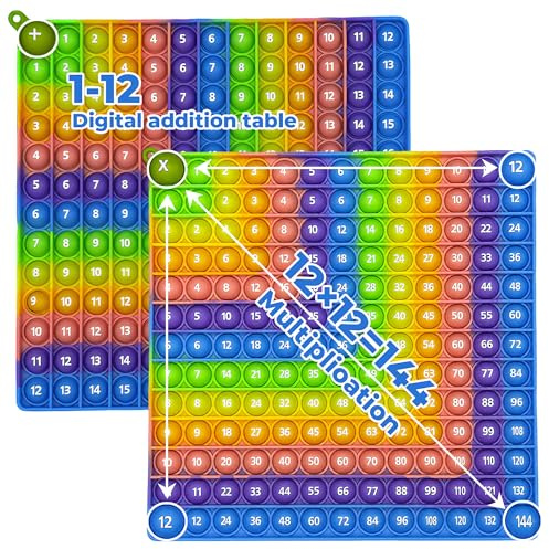 Briocht Times Tables and Addition Maths Toy, Multiplication Tables for Kids, Times Tables Game, Times Table Pop 12x12 and 12+12 Relief Toys, Maths Fidget Toys Stress and Anxiety (Blue Border)