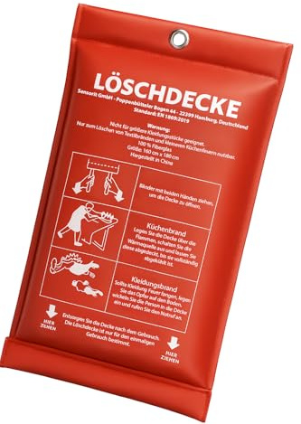 Extra große Löschdecke - 160cm x 180cm, Alternative zum Feuerlöscher für Zuhause, Feuerlöschdecke statt Feuerlöschspray, Löschdecke Küche, Notfallausrüstung
