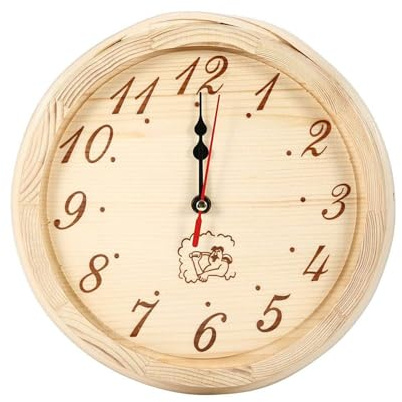 NVOQILIN Horloge murale silencieuse sans tic-tac, accessoire pour sauna, salle à manger, maison, bureau, construction en bois robuste et élégante
