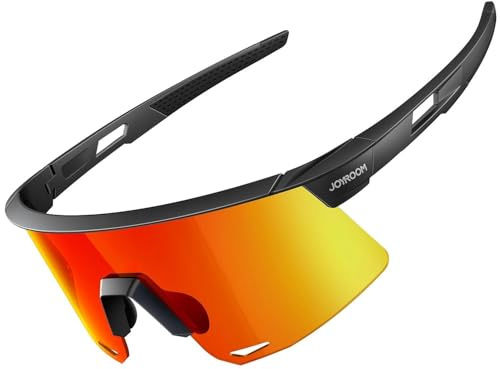 JOYROOM Snabba glasögon män cykelglasögon kvinnor [justerbar näsdyna] [anti-dim] solglasögon polariserade UV400-skydd sportglasögon av TR90 för cykel Ebike löpning, orange