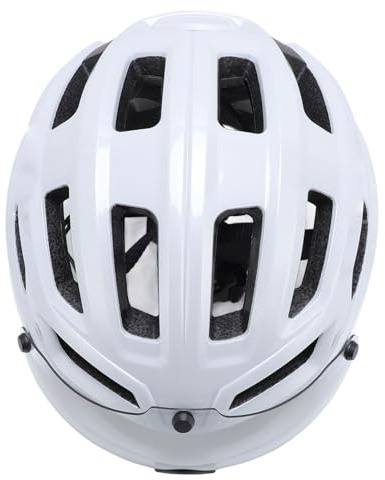 Generic Casque de Vélo avec Lunettes Photochromiques Magnétiques, Résistant aux Chocs, Coupe-Vent, Léger, pour Hommes et Femmes, Casque de Vélo de Montagne (Blanc Brillant)