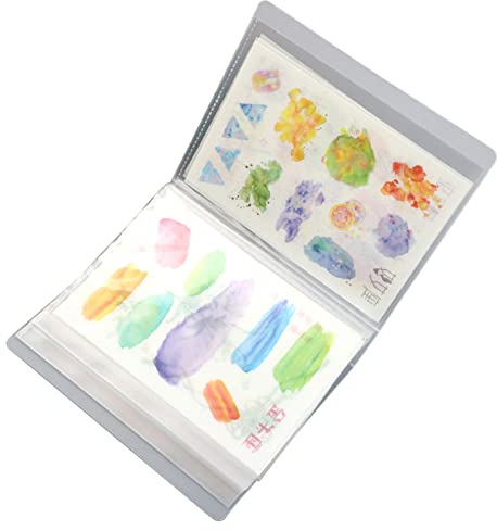 Fafeicy Mini Livre de Rangement à Insert Transparent A6, Organiseur de Poche de 40 Pages avec Onglets d'indexation, Matériau PP Transparent pour Planificateur, Collection d'autocollants,