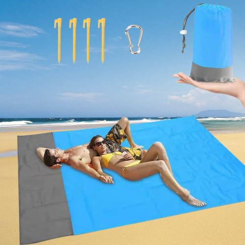Tapis de Plage Imperméable,Couverture Pique Nique Impermeable 200 x 210cm,Couverture Plage sans Sable,Portable Couverture de Plages,avec 4 Coins de Fixation pour Plages,Camping,Picnic