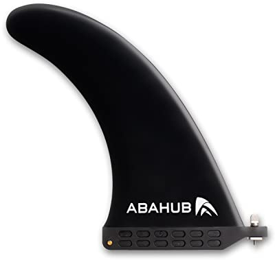 Abahub 9'' SUP Single Center Fin, No Tool Fin Screw, Fiberglass Reinforeced 9 inch SUP Replacement Fins for Surfboard, Stand-up Paddle Board, Longboard, Black