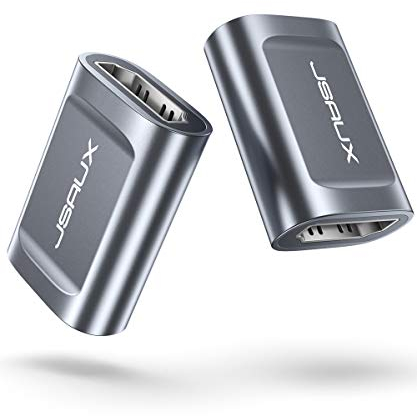 JSAUX HDMI Hembra a Hembra Adaptador Doble hdmi 4K Ultra HD UHD 3D 1080p HDR ARC de Alta Velocidad (2 Unidades), Carcasa de Aluminio, Conector HDMI para Ordenador portátil