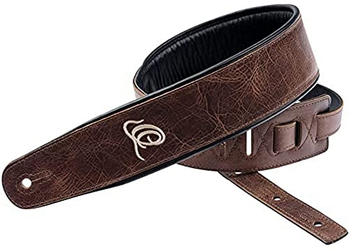 Ortega Guitars Gitarrengurt Länge Verstellbar - Akustik Gitarre / Bass, E-Gitarre, E-Bass - Classic Series - Echtleder, Vintage Brown (OSCL-4)
