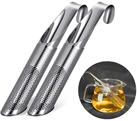NIUQIGE Teesieb Teeei aus 304 Edelstahl Teefilter für losen Tee, Teeei Edelstahl,2 Stücks feinmaschig Teestab losen Tee wiederverwendbar