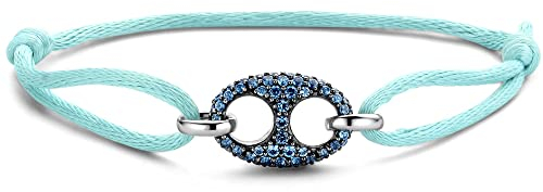 Ti Sento - Milano Damen-Armband 925er Silber, Textil Farbstein One Size Türkis, Dunkelblau 32020825
