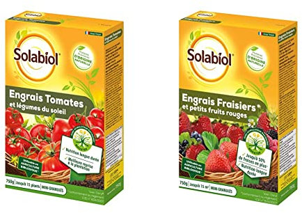 SOLABIOL SOTOMY750 Engrais Tomates et Légumes Fruits | Utilisable en Agriculture Biologique, 750 g & SOFRAY750 Engrais Fraisiers Et Petits Fruits 750 G, Incolore