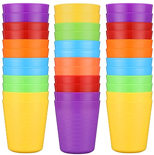 Eccliy 36 Pcs Kids Cups Bulk, 8 oz Plastic Toddler Drinking Cups Unbreakable Reusable Stackable 6 Assorted Colors Tumblers for Toddlers Baby Kids, Dishwasher Safe(Rainbow)