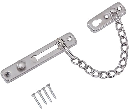 HOOZ Türkette Edelstahl Sicherheitsschloss, Türsicherheitskette Kettenschloss für Haus und Hotel, Türketten mit Schrauben für Innentüren und Fenster (18 x 2 cm)