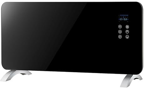 Convector de 2000W con placa de cristal, diseñado para calefacción eficiente en espacios cerrados y confort térmico.