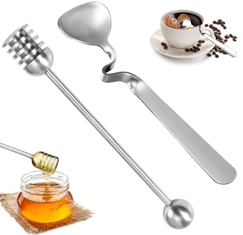 Cucchiaio per marmellata e cucchiaio per miele in acciaio inossidabile, cucchiaio per miele in 2 pezzi, dispenser per miele, cucchiaio per miele in acciaio inossidabile per marmellata, yogurt, miele